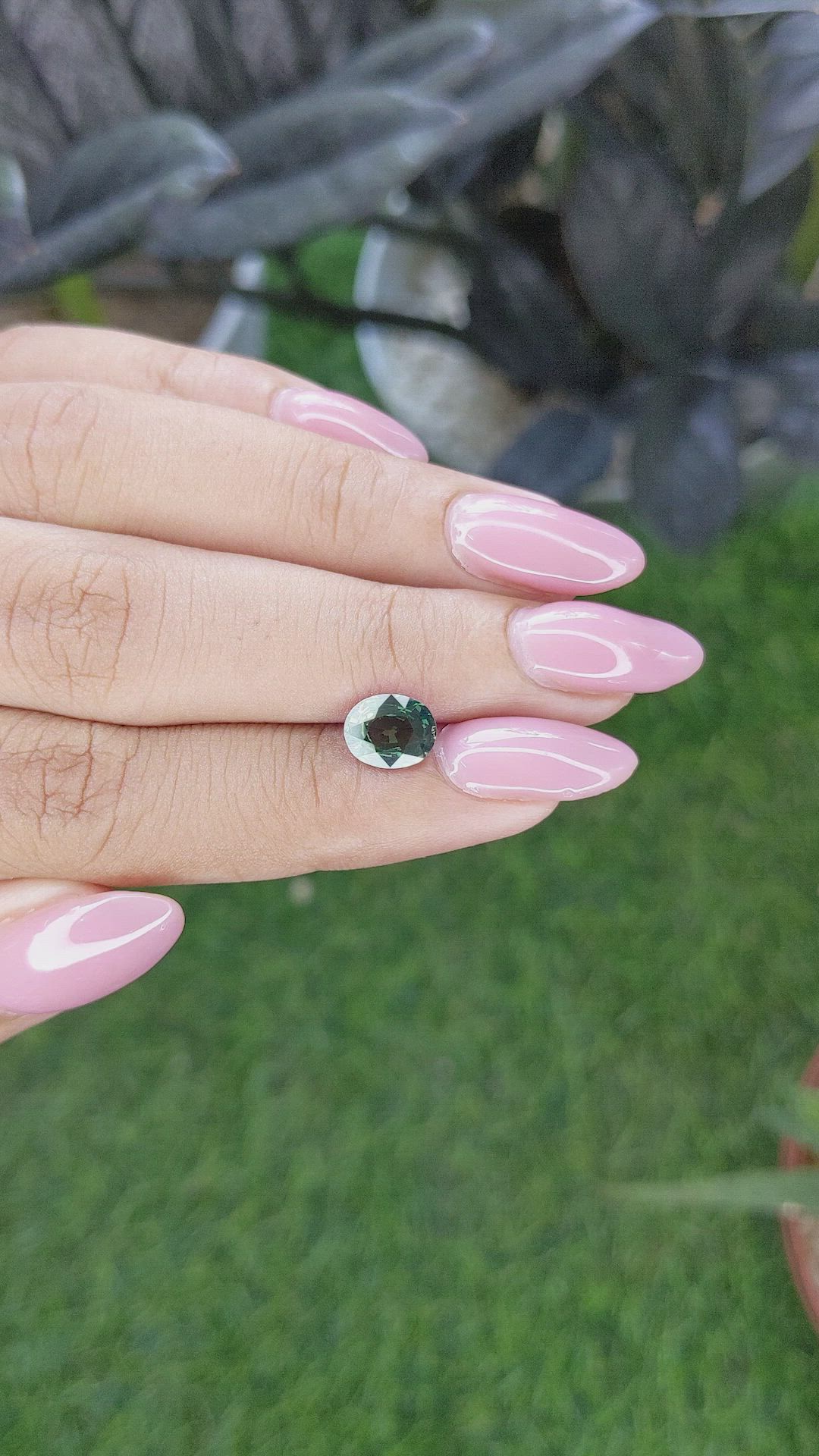 1.54 Ct. Bluish Green Sapphire from Madagascar Size Video