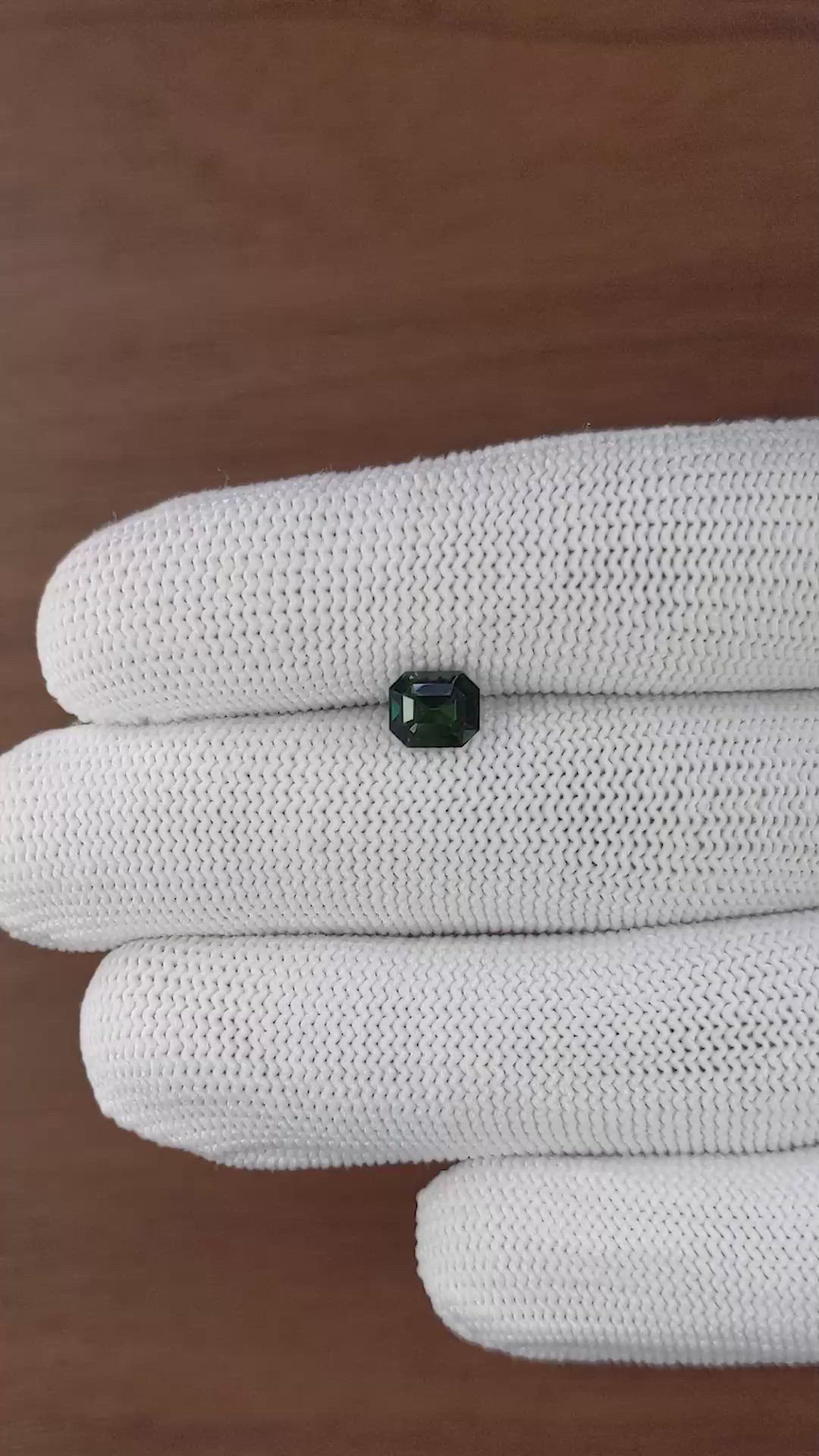 1.58 Ct. Bluish Green Sapphire from Madagascar Size Video