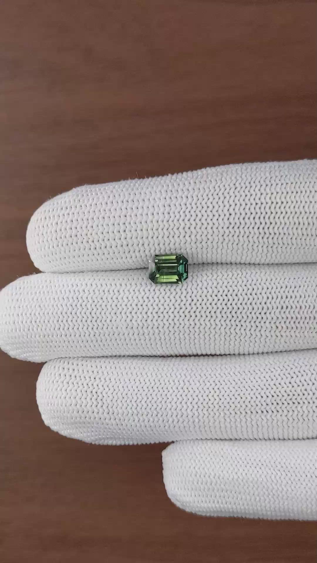 1.59 Ct. Bluish Green Sapphire from Madagascar Size Video