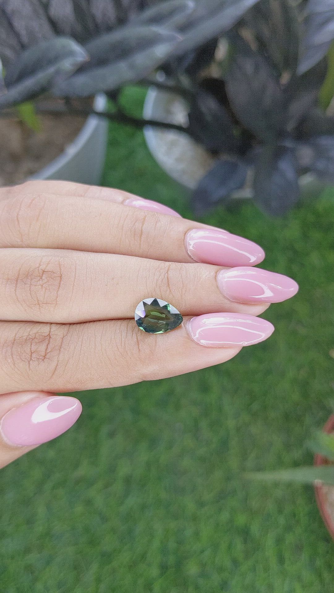 2.05 Ct. Bluish Green Sapphire from Madagascar Size Video