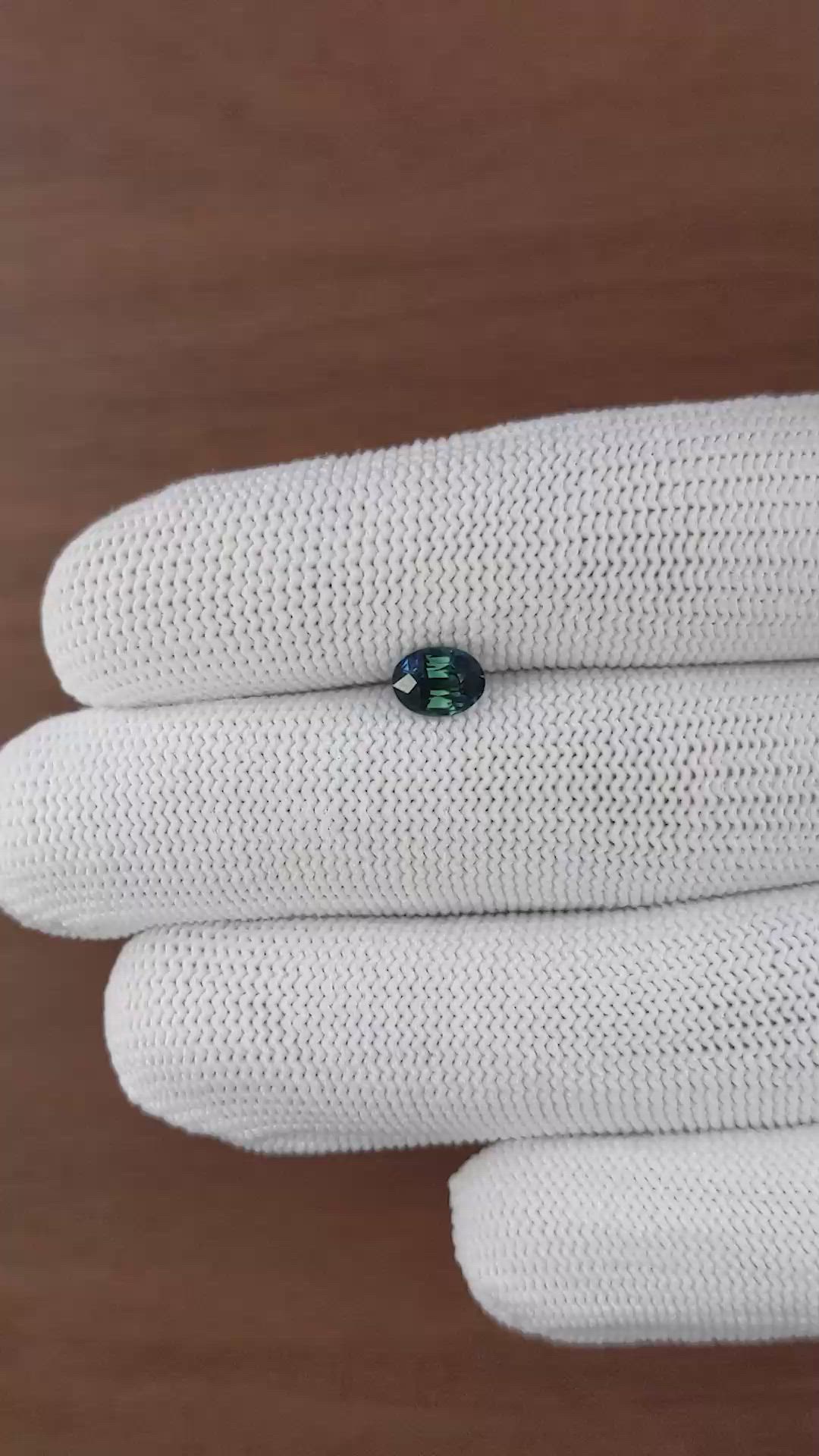 1.00 Ct. Greenish Blue Sapphire from Madagascar Size Video