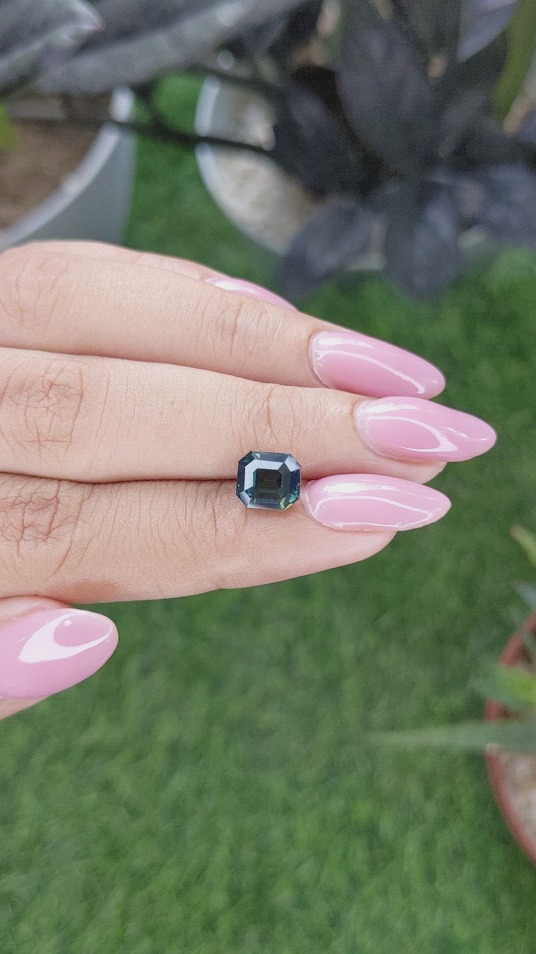 2.55 Ct. Bluish Green Sapphire from Madagascar Size Video
