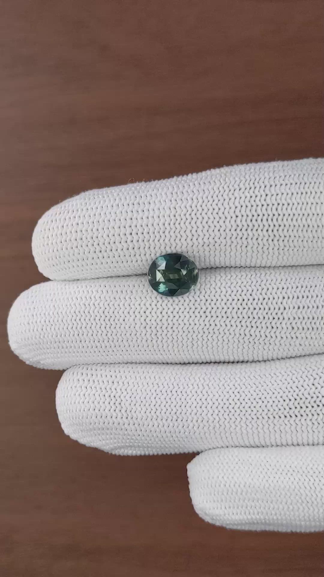 3.55 Ct. Greenish Blue Sapphire from Madagascar Size Video