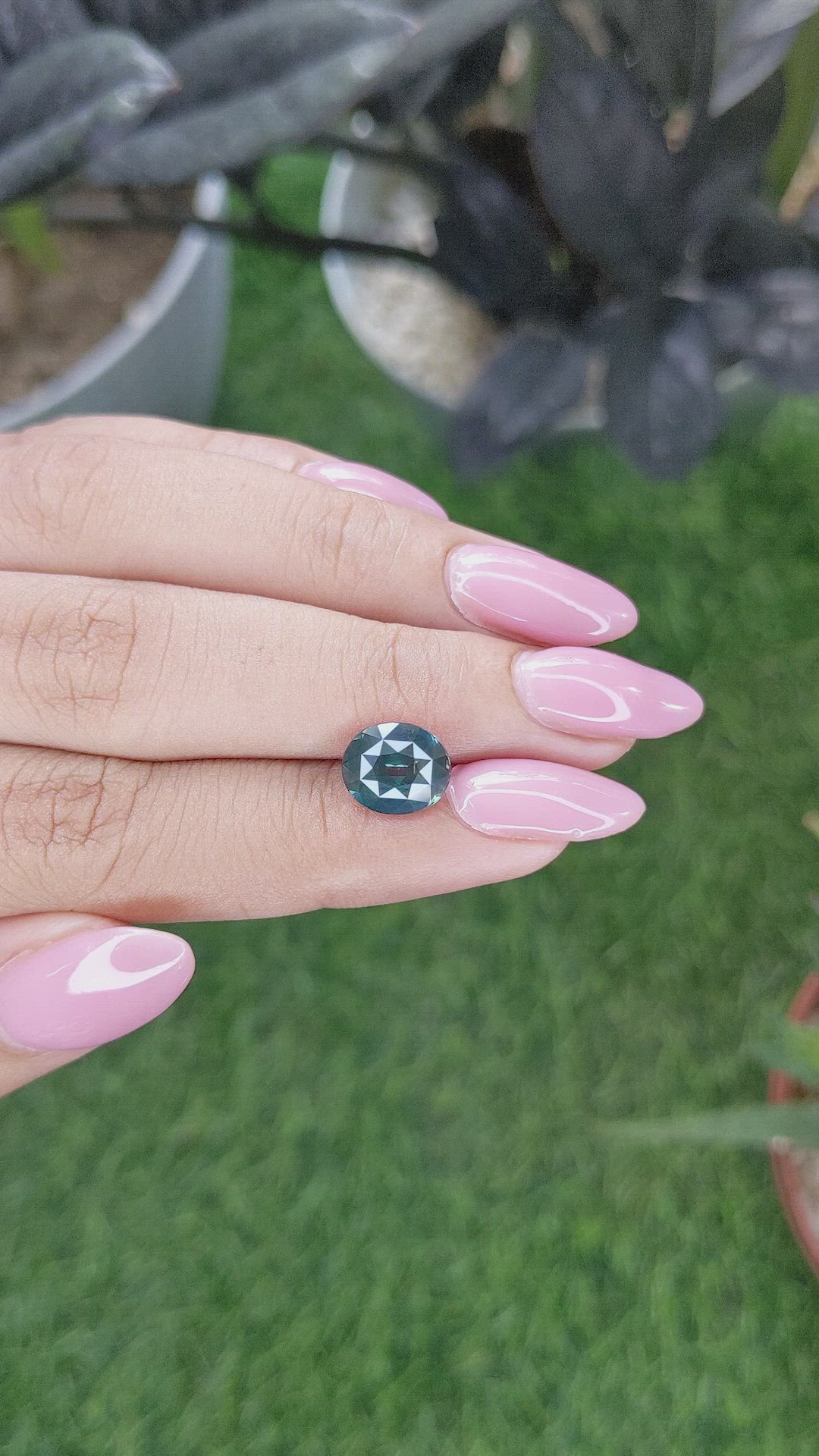 3.55 Ct. Greenish Blue Sapphire from Madagascar Size Video