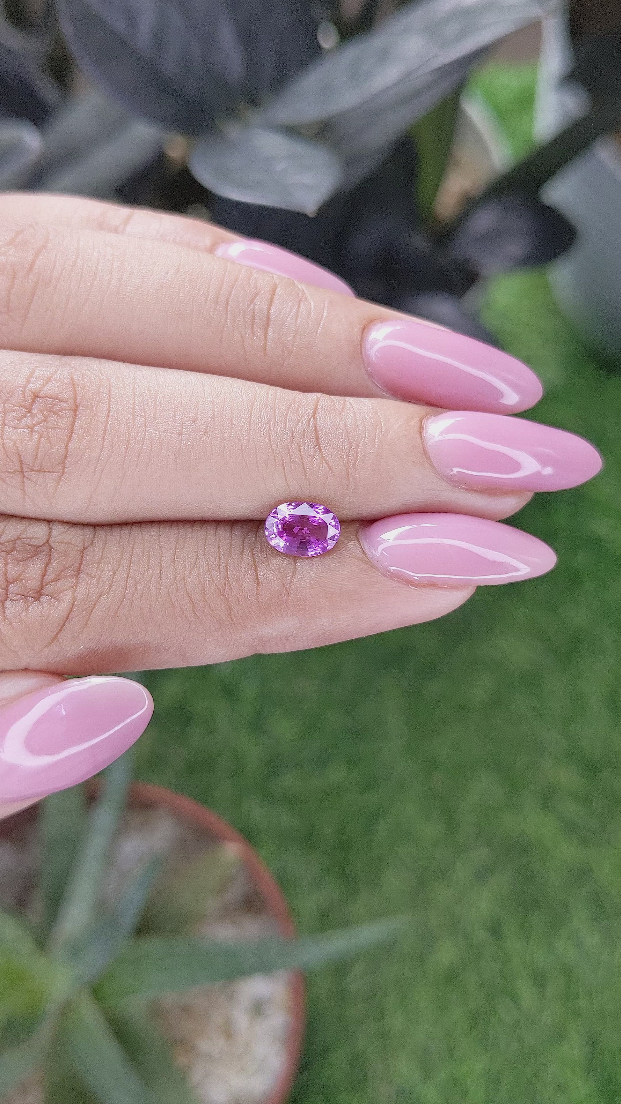 1.06 Ct. Pinkish Purple Sapphire from Madagascar Size Video