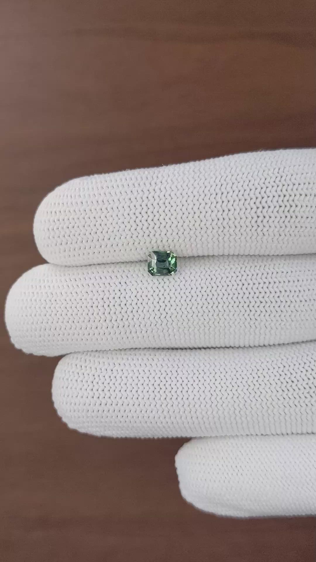 0.74 Ct. Greenish Blue Sapphire from Tanzania Size Video