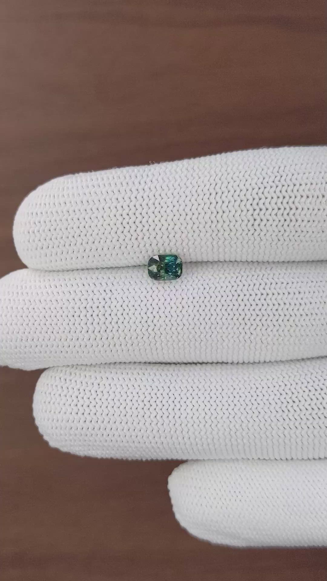 0.94 Ct. Greenish Blue Sapphire from Tanzania Size Video