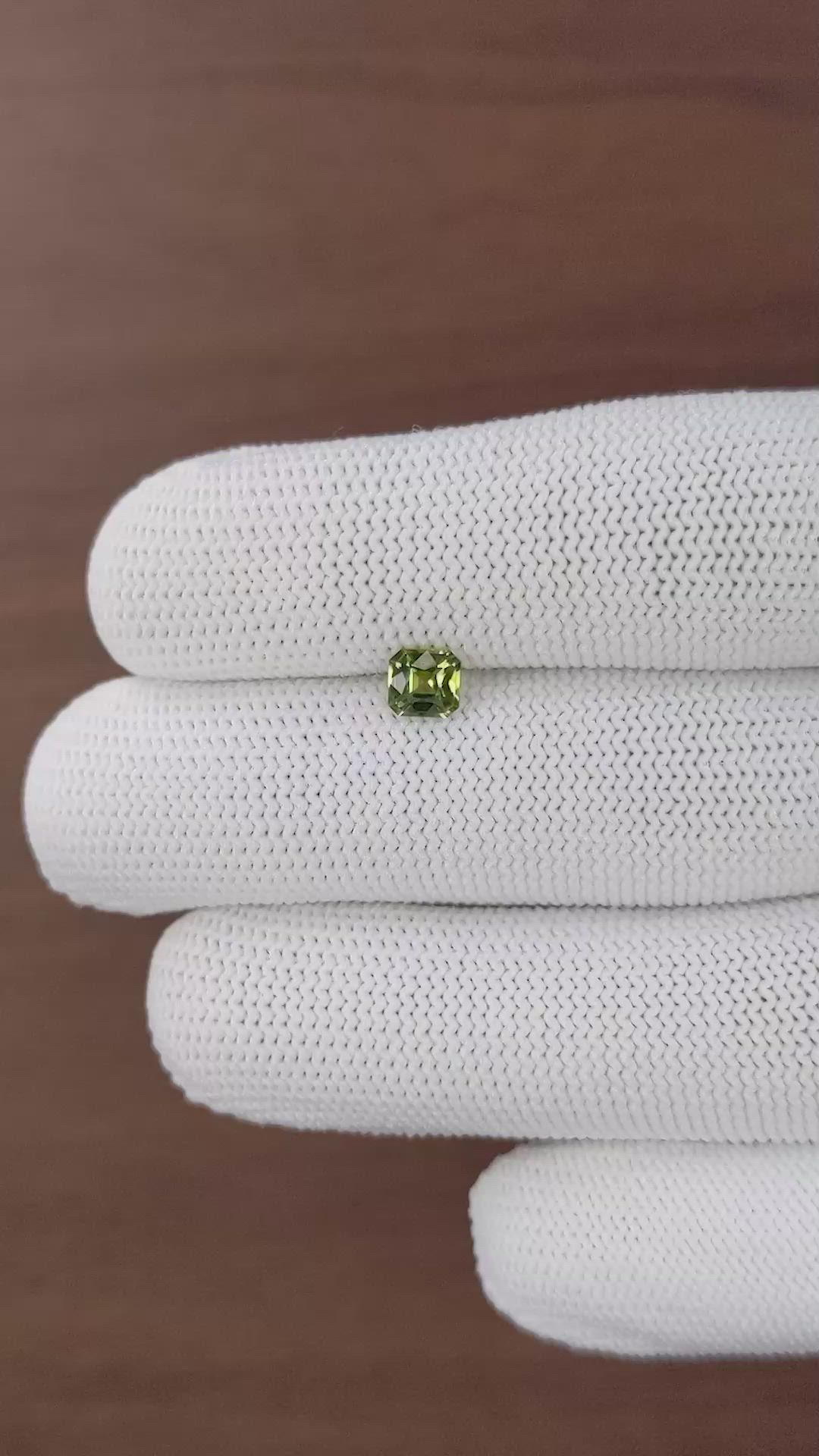 0.77 Ct. Yellowish Green Sapphire from Tanzania Size Video