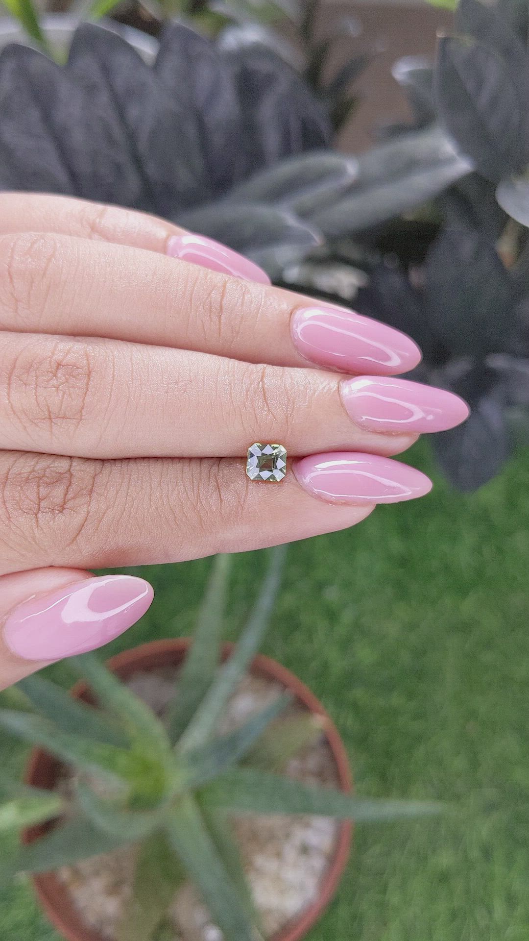 0.77 Ct. Yellowish Green Sapphire from Tanzania Size Video