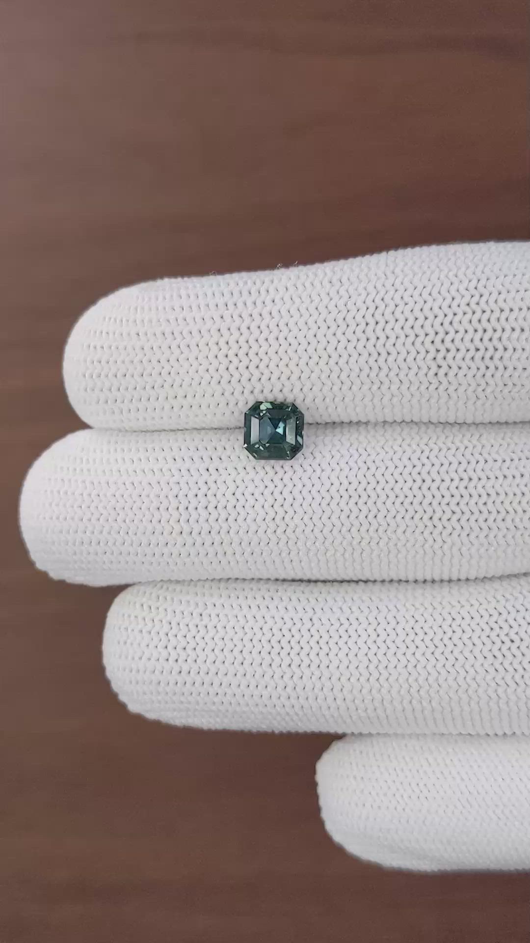 1.55 Ct. Greenish Blue Sapphire from Tanzania Size Video