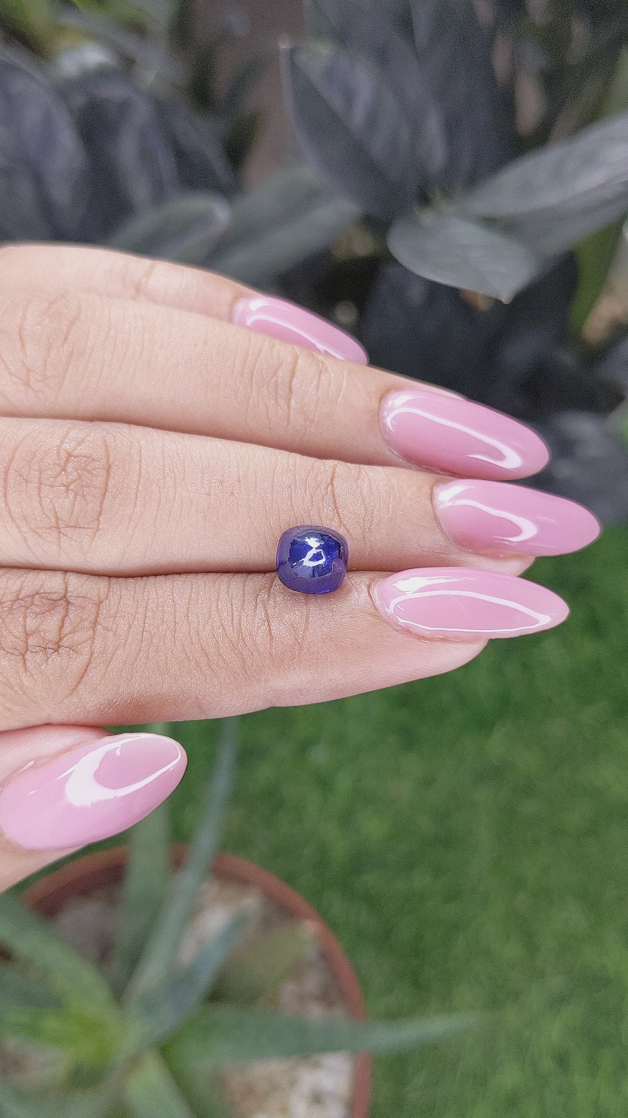 2.60 Ct. Blue Cabochon Sapphire from Ceylon (Sri Lanka) Size Video