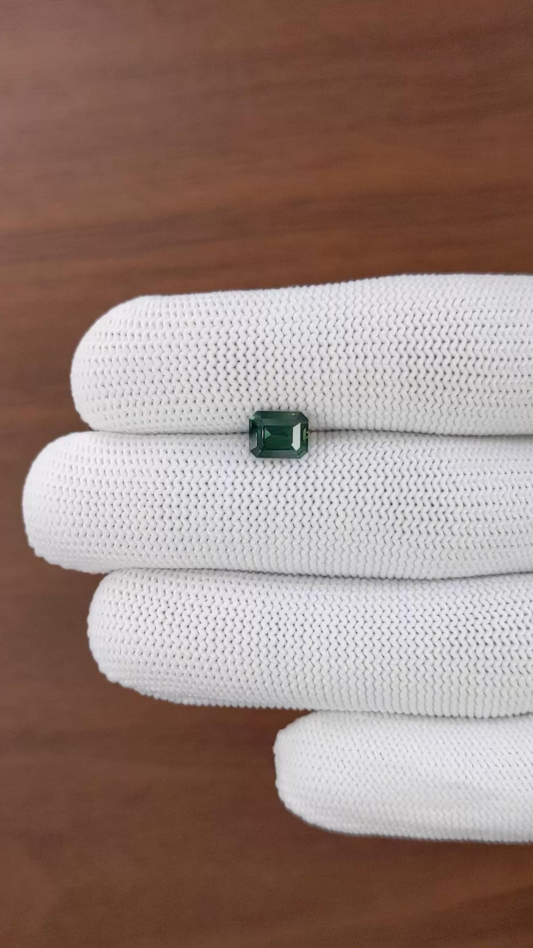 1.66 Ct. Bluish Green Sapphire from Madagascar Size Video