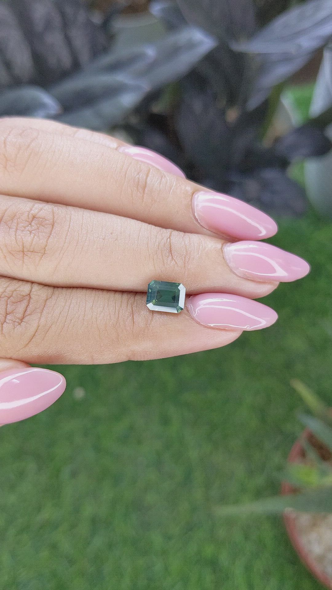 1.66 Ct. Bluish Green Sapphire from Madagascar Size Video