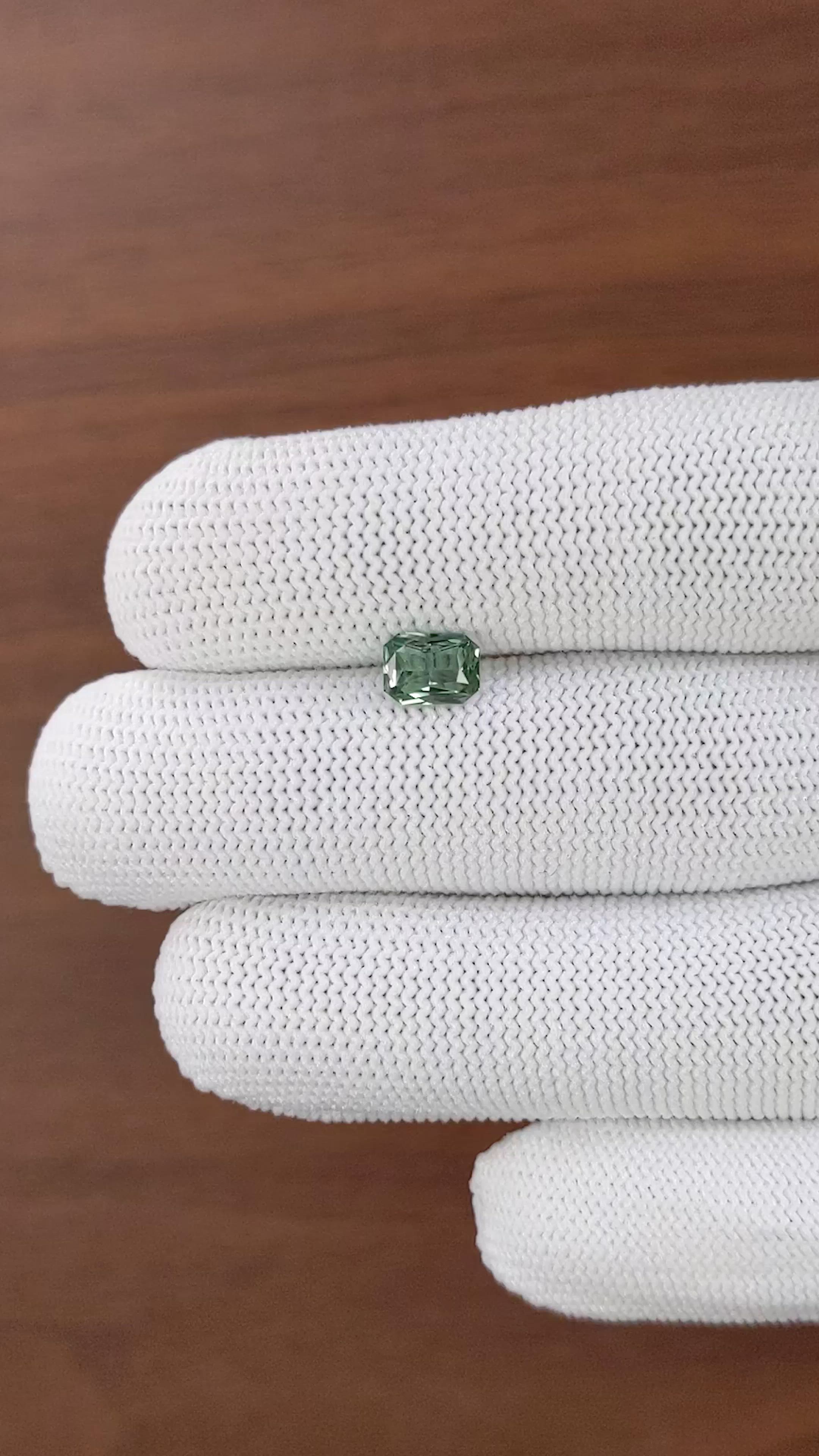 1.06 Ct. Green Sapphire from Madagascar Size Video