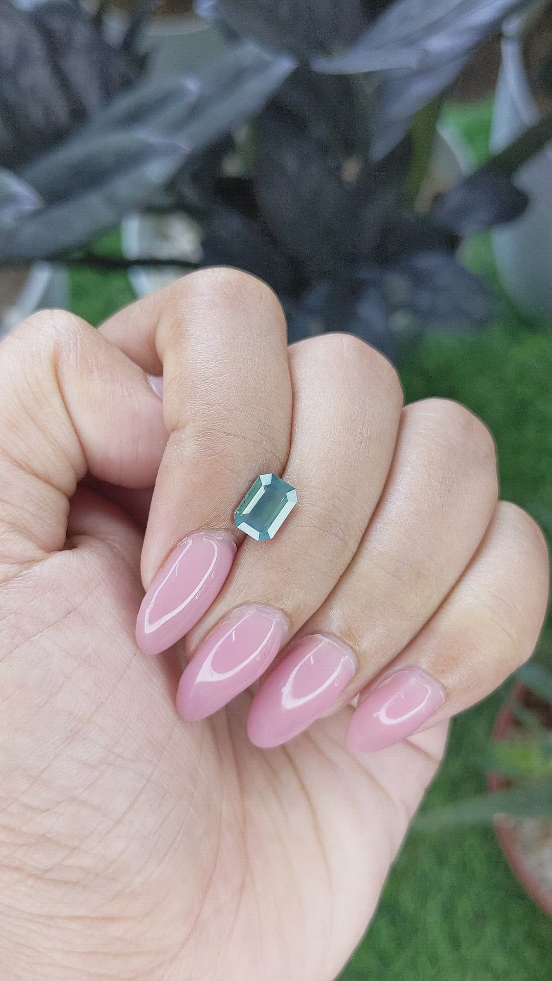 1.28 Ct. Bluish Green Sapphire from Madagascar Size Video