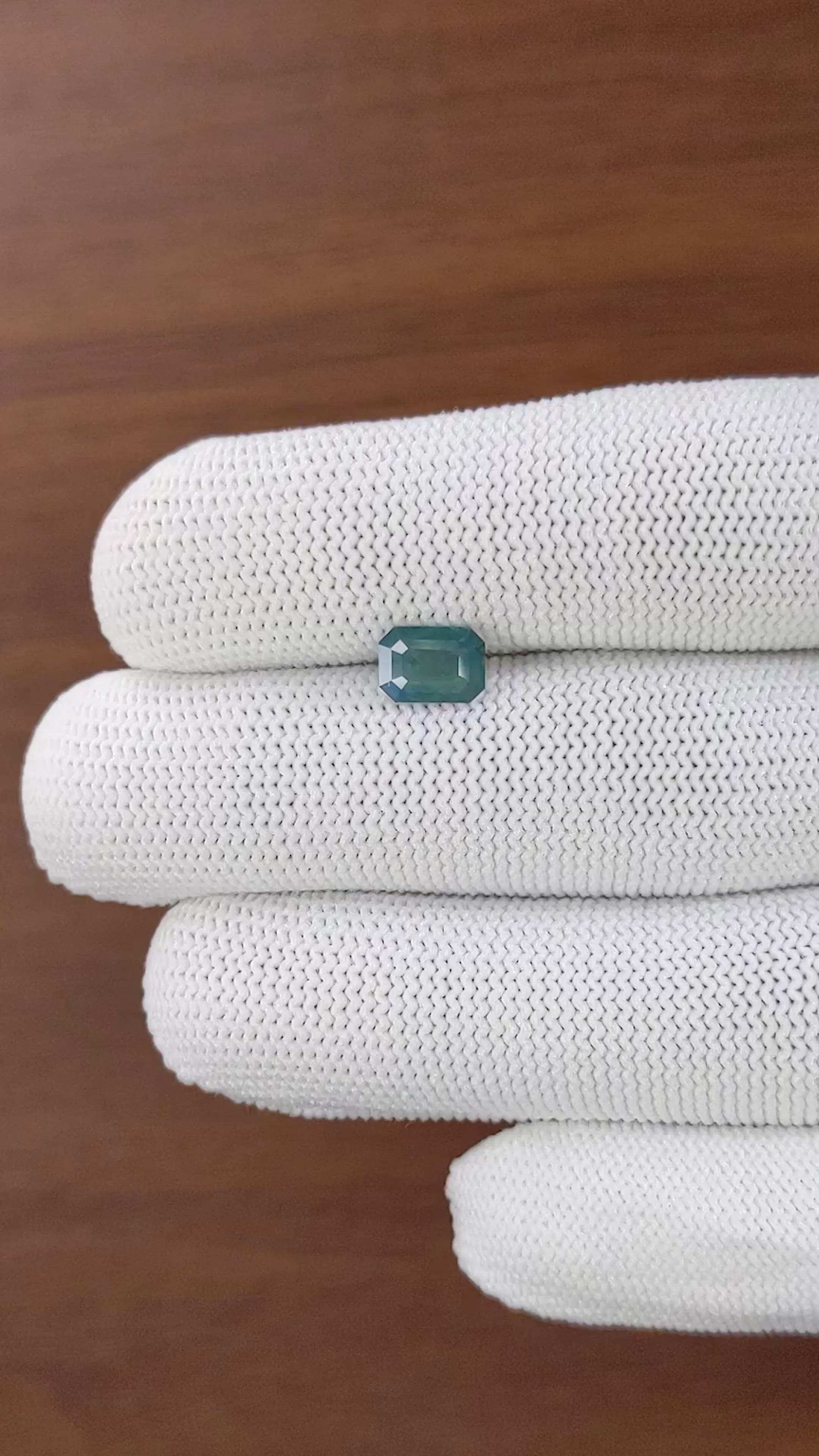 1.28 Ct. Bluish Green Sapphire from Madagascar Size Video