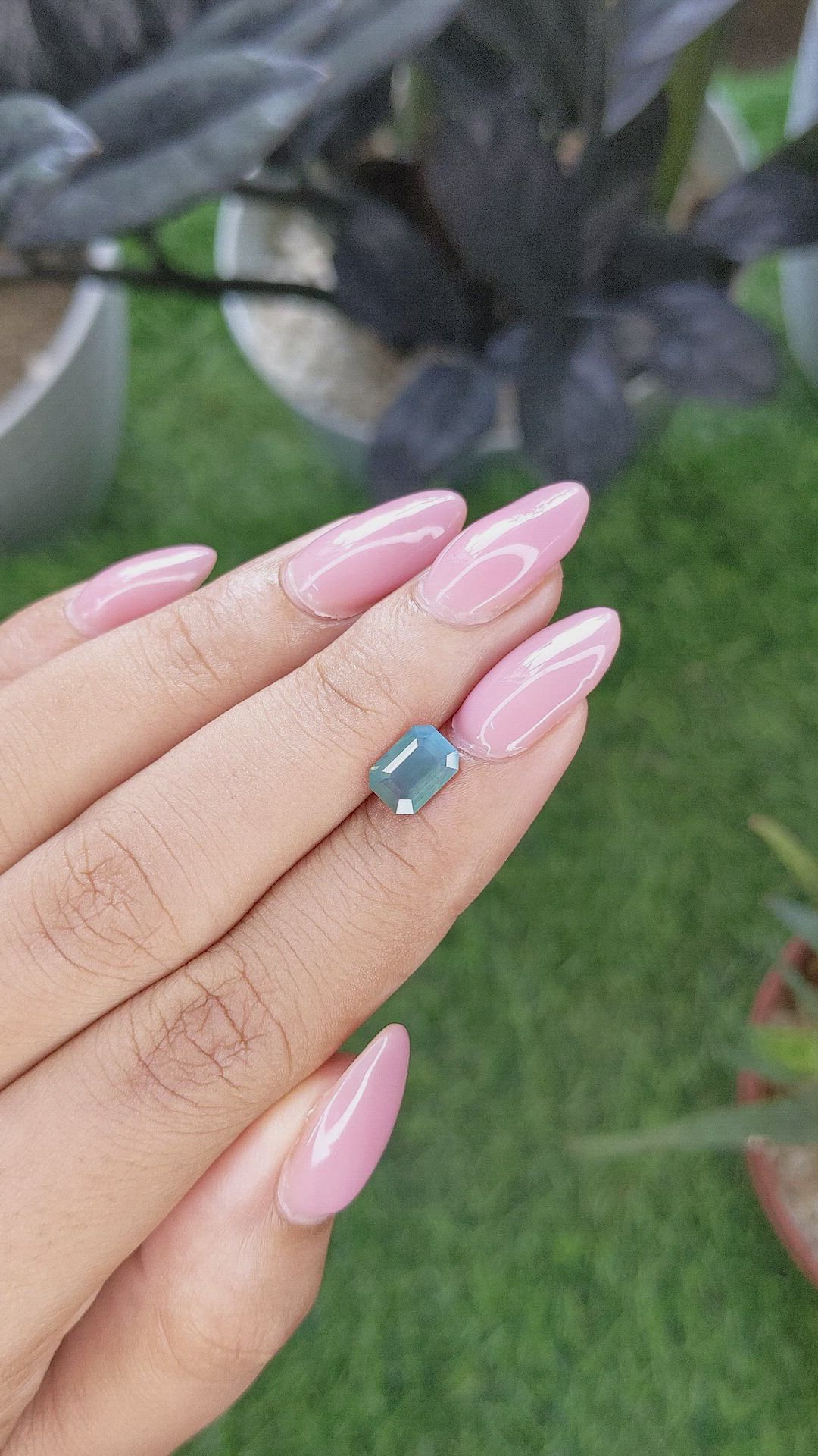 1.28 Ct. Bluish Green Sapphire from Madagascar Size Video