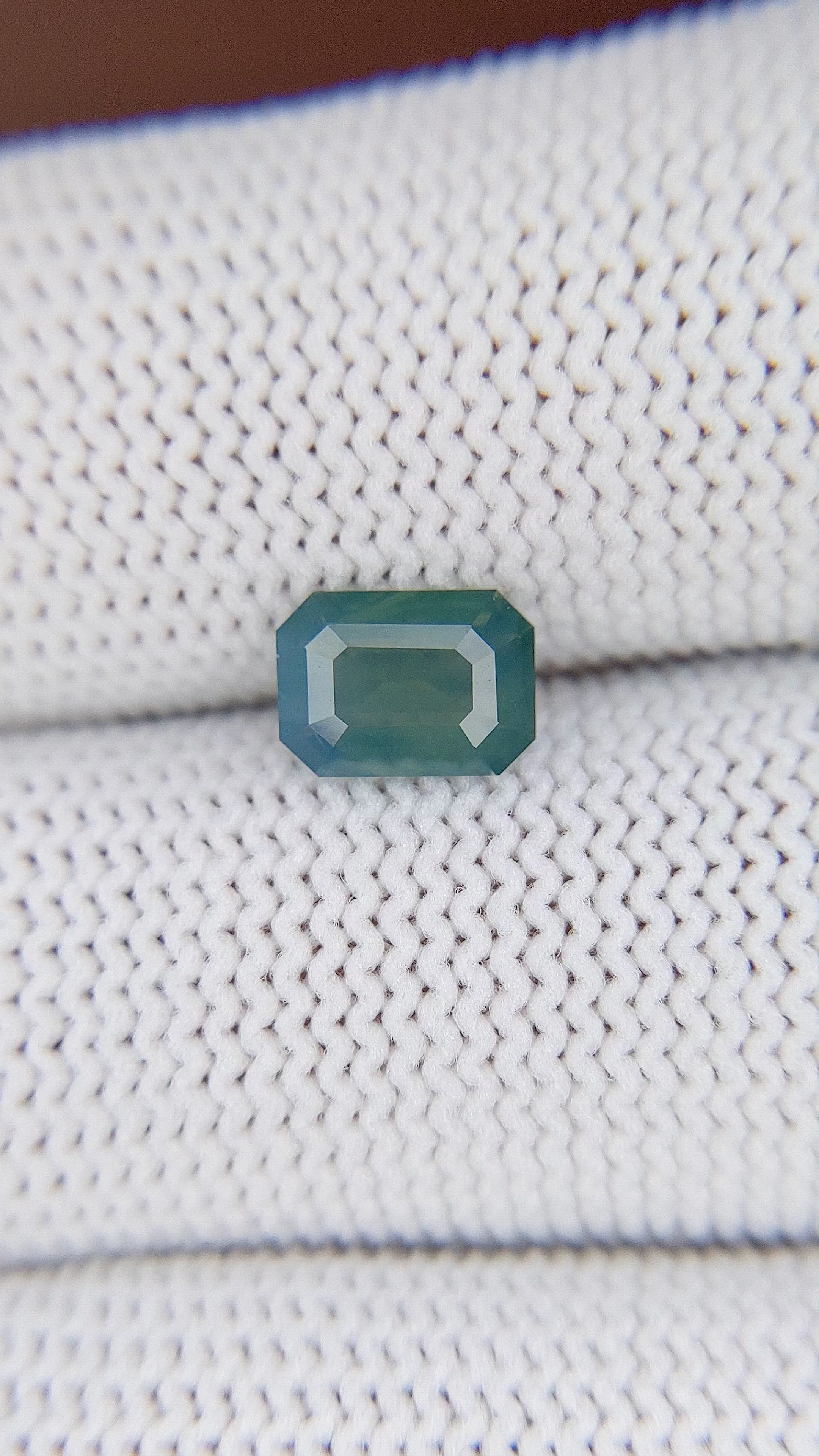 1.28 Ct. Bluish Green Sapphire from Madagascar Size Video
