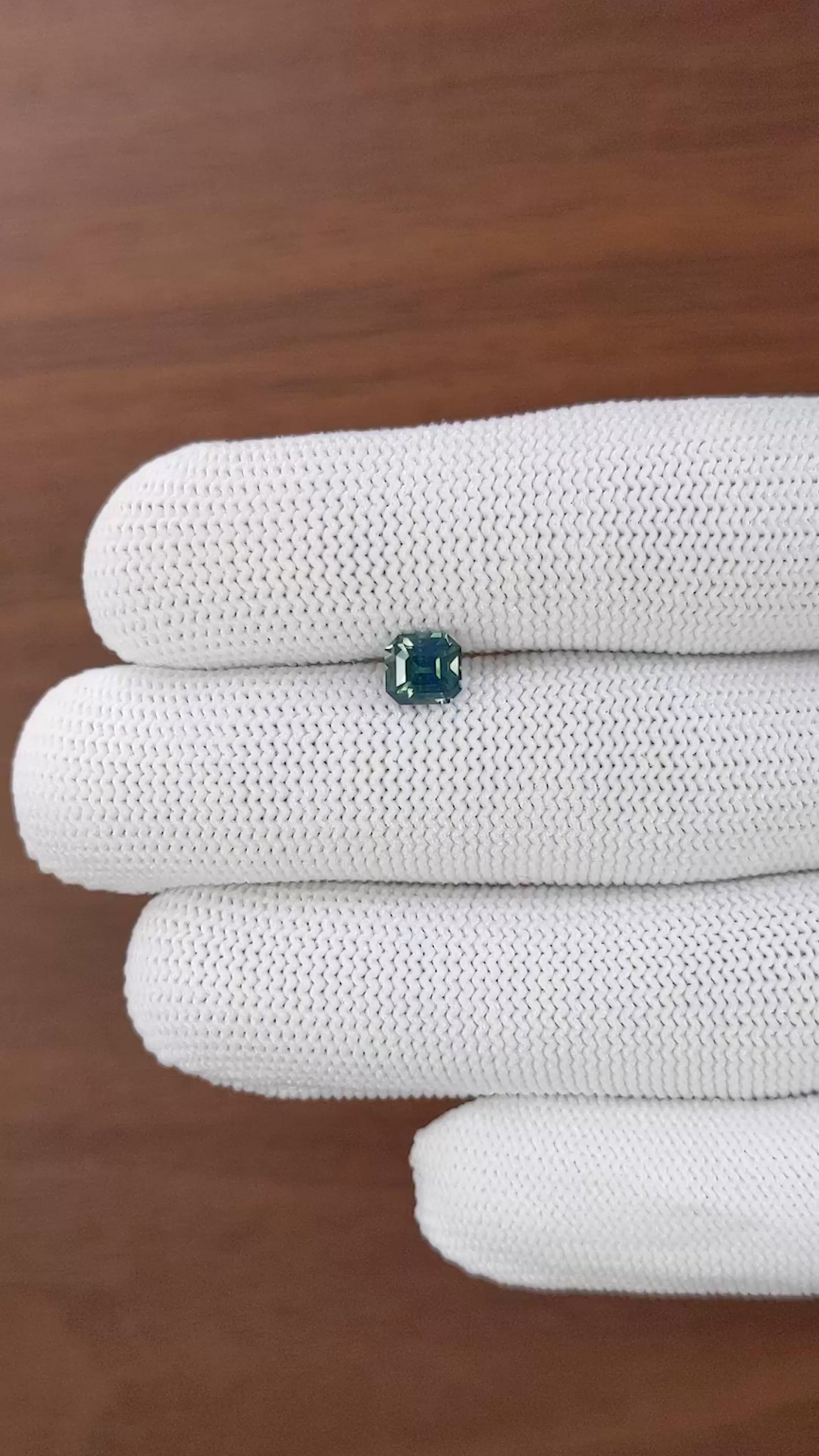 1.15 Ct. Bluish Green Sapphire from Madagascar Size Video