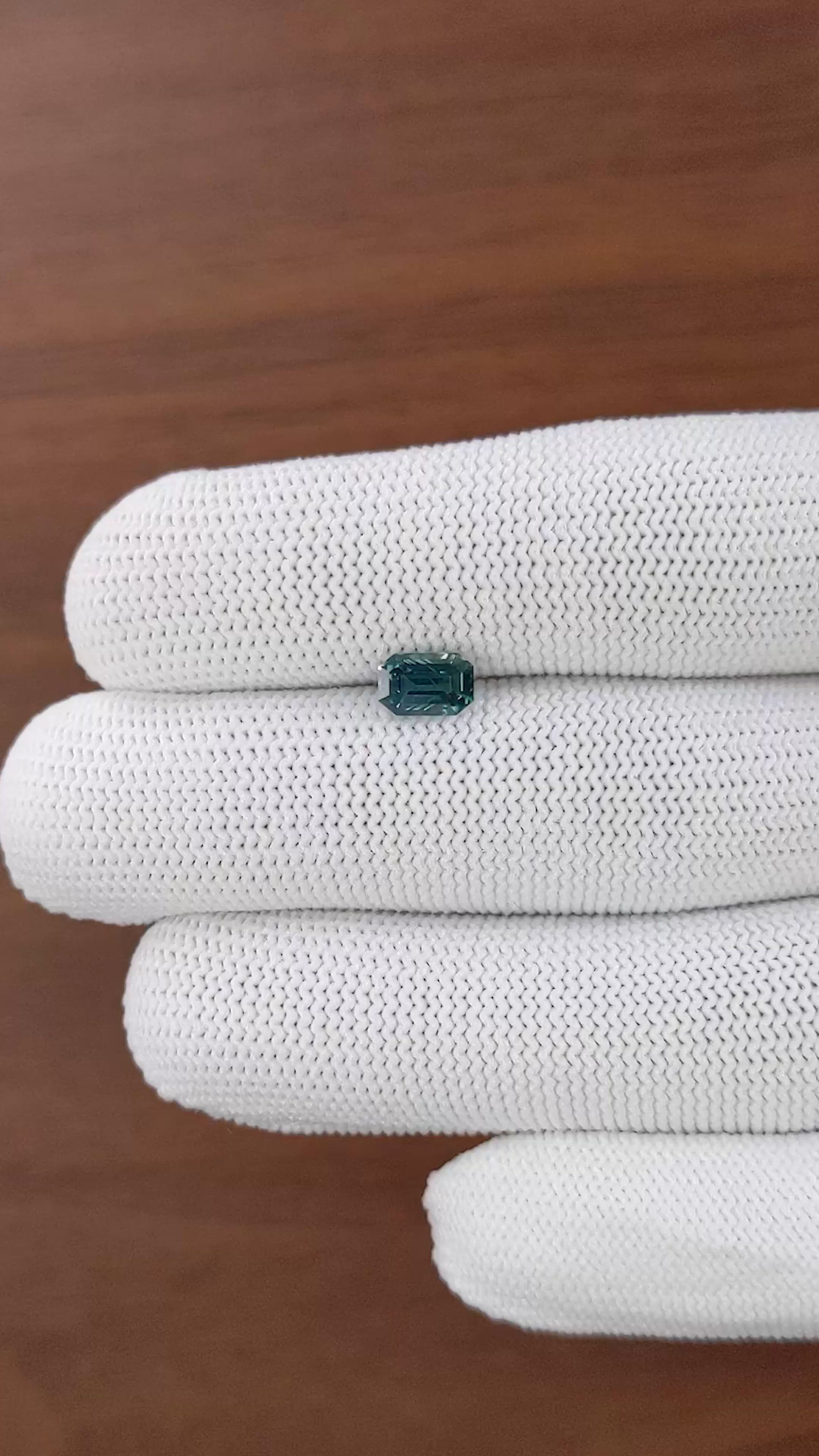 1.32 Ct. Bluish Green Sapphire from Madagascar Size Video