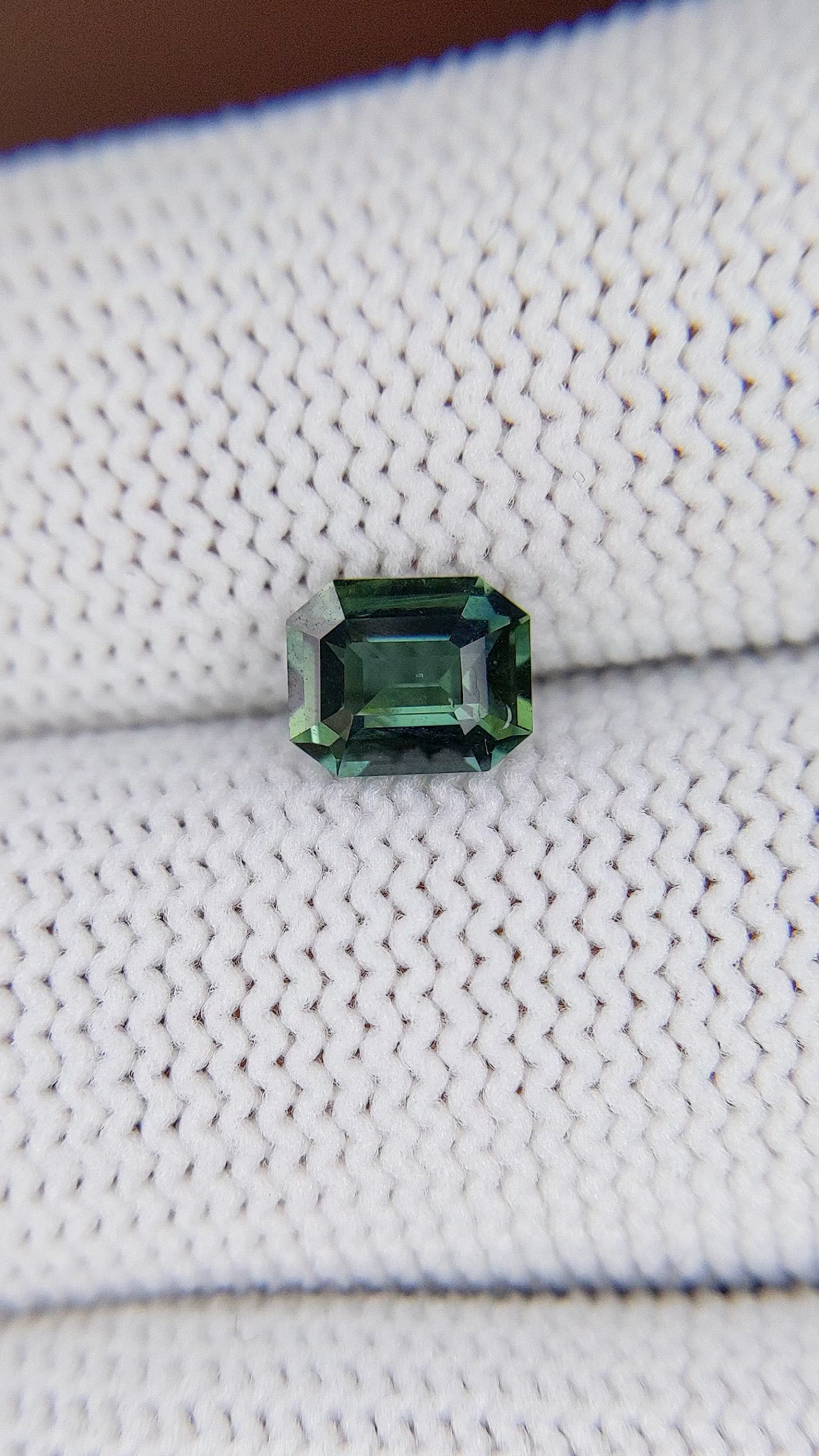 1.24 Ct. Bluish Green Sapphire from Madagascar Size Video