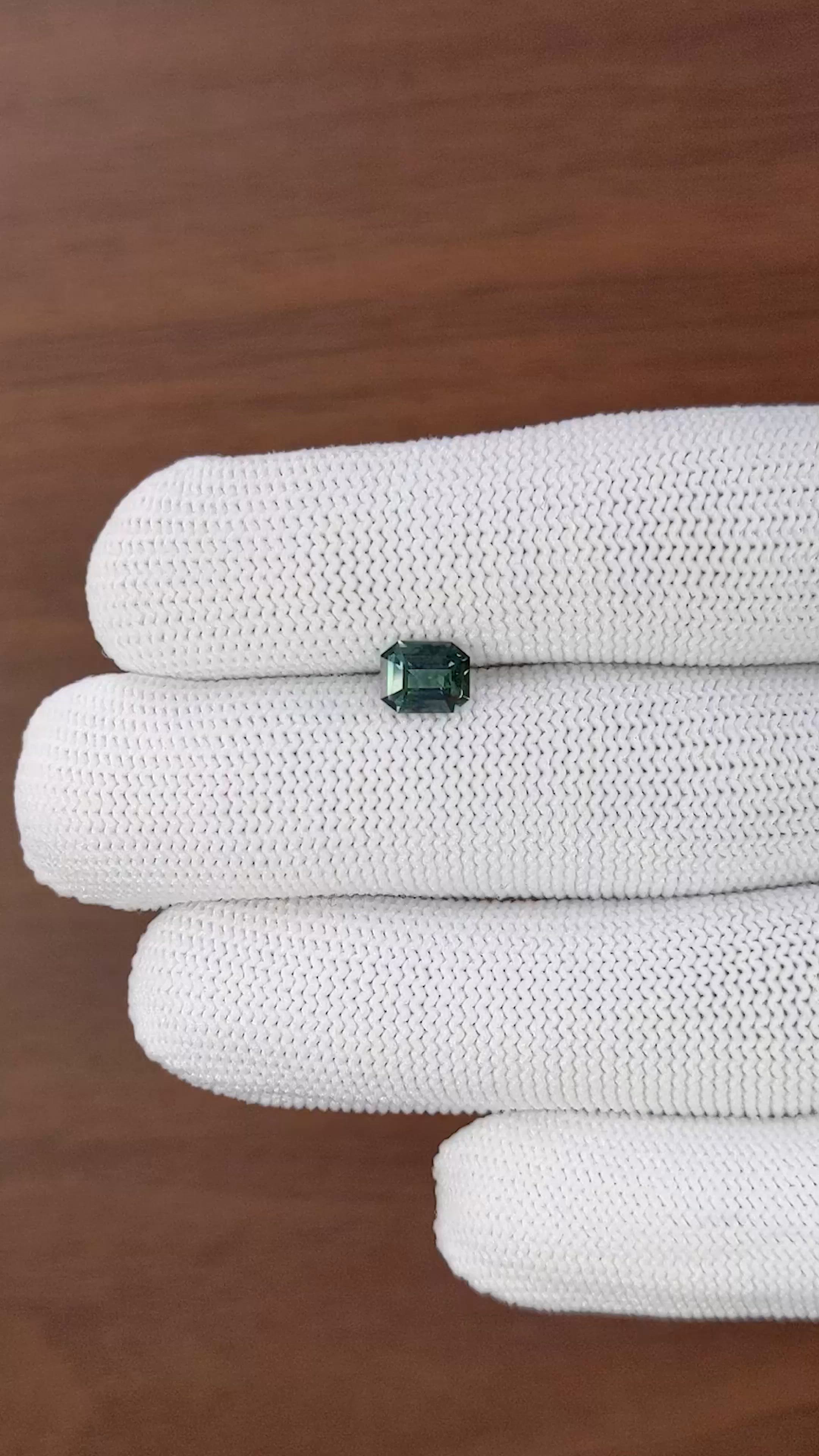 1.24 Ct. Bluish Green Sapphire from Madagascar Size Video
