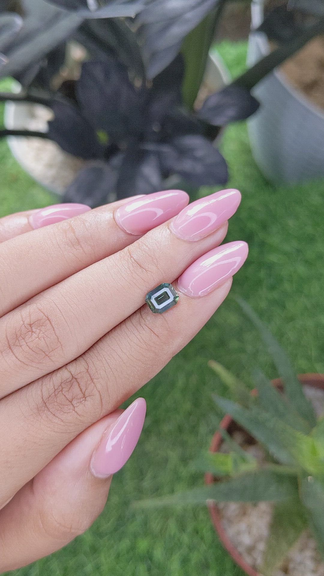 1.24 Ct. Bluish Green Sapphire from Madagascar Size Video