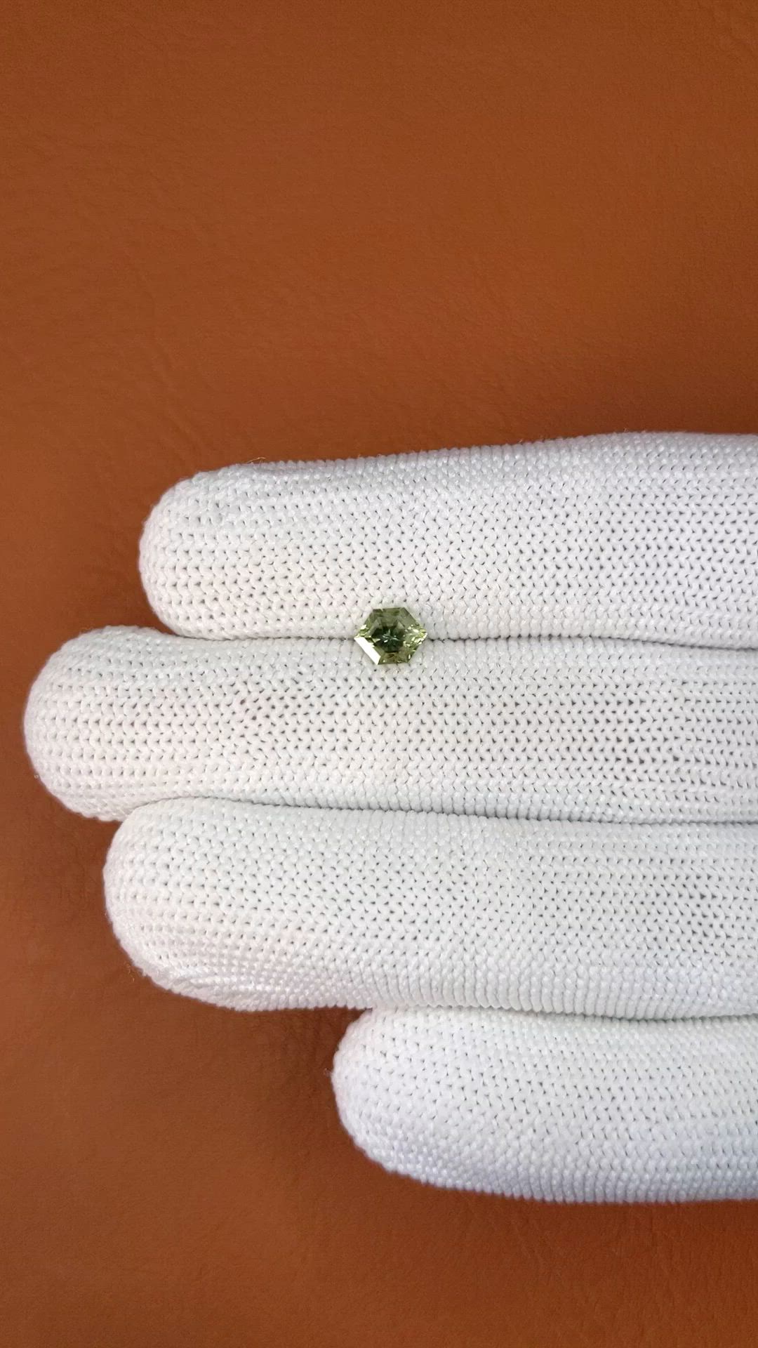 0.74 Ct. Yellowish Green Sapphire from Ceylon (Sri Lanka) Size Video