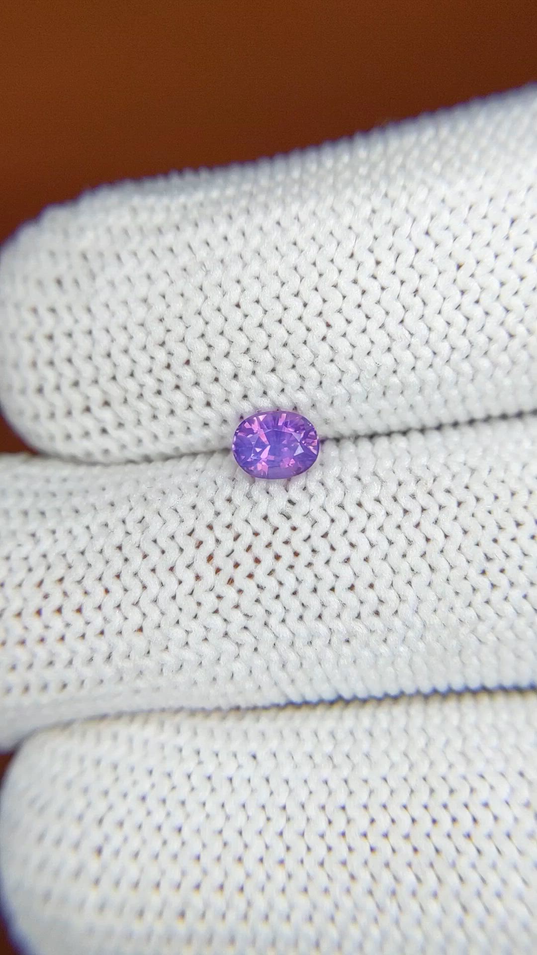 0.44 Ct. Pinkish Purple Sapphire from Ceylon (Sri Lanka) Size Video