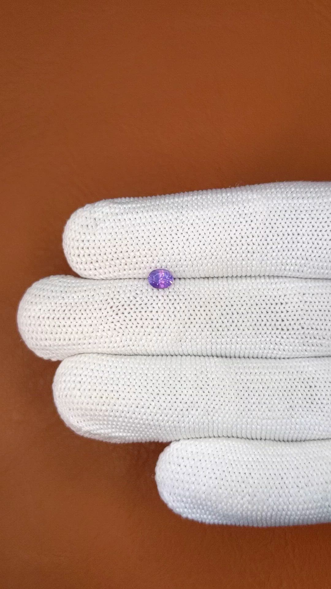 0.44 Ct. Pinkish Purple Sapphire from Ceylon (Sri Lanka) Size Video