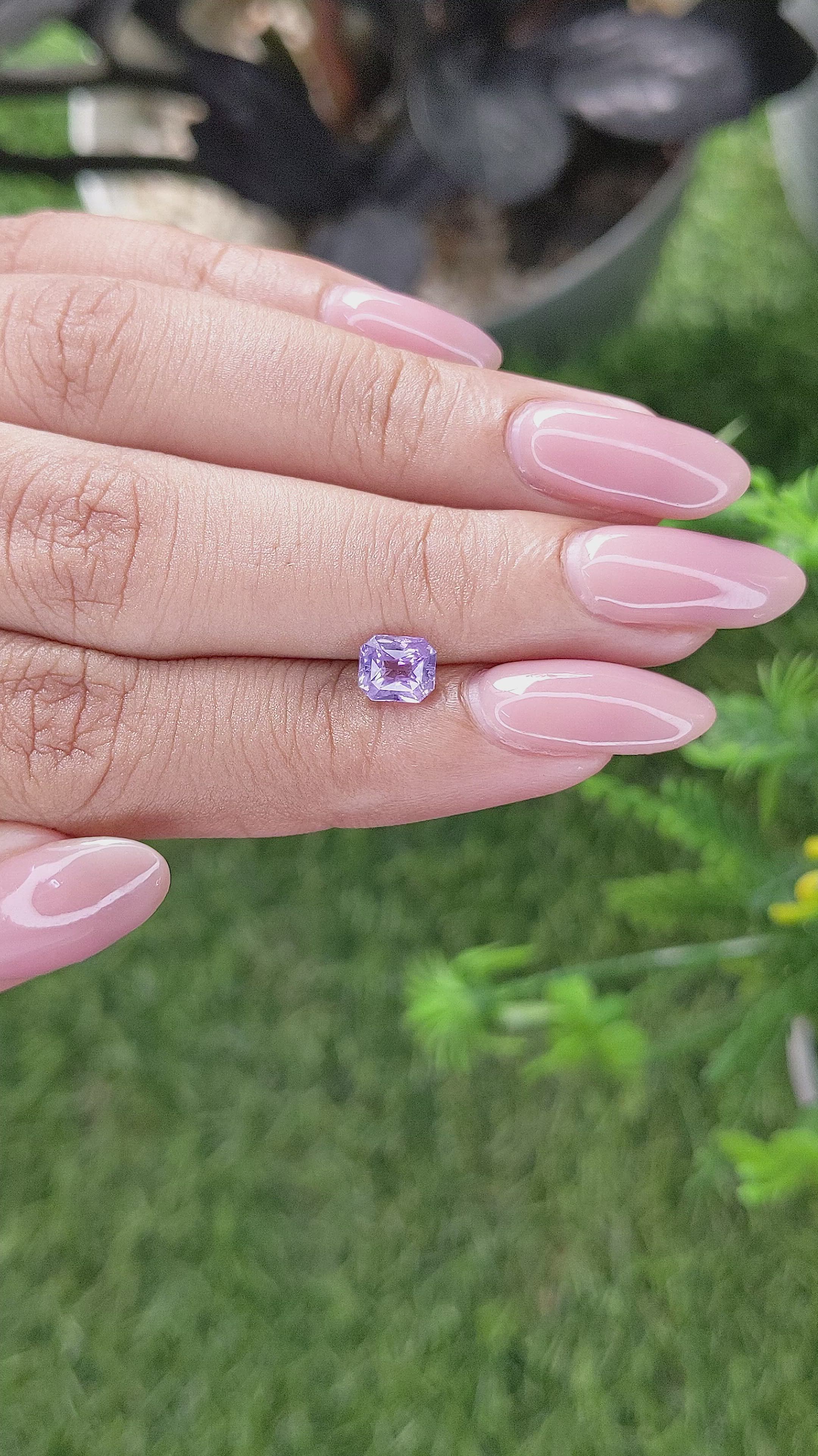 1.09 Ct. Pinkish Purple Sapphire from Ceylon (Sri Lanka) Size Video