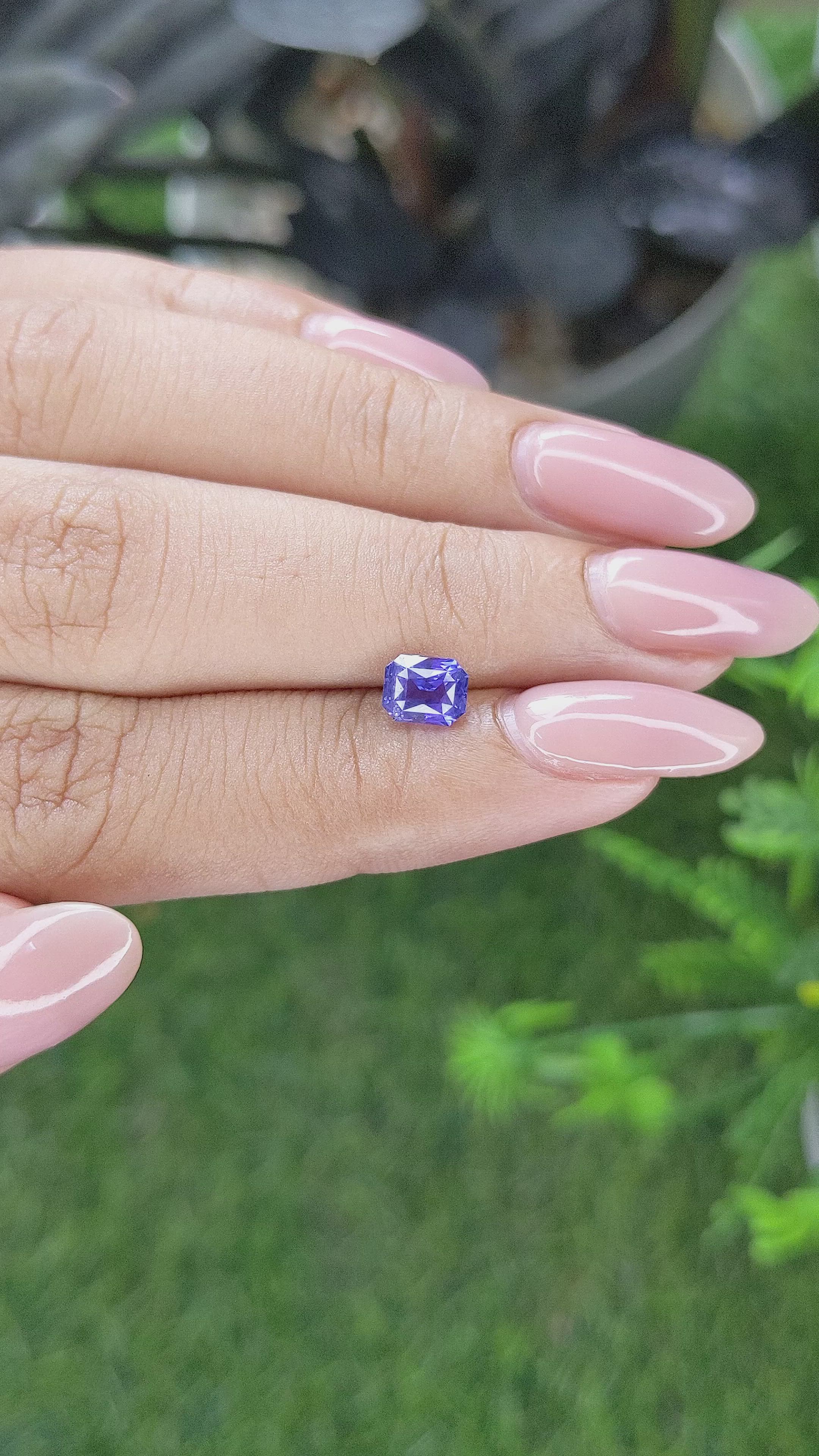 1.16 Ct. Bluish Purple Sapphire from Ceylon (Sri Lanka) Size Video