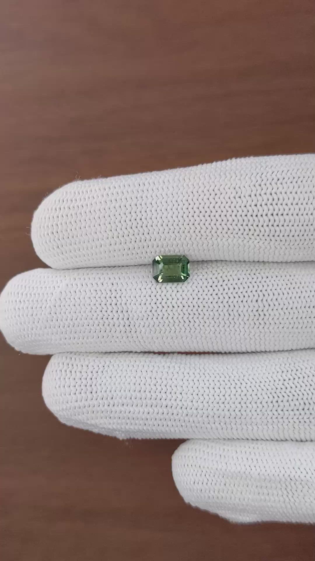 1.02 Ct. Bluish Green Sapphire from Madagascar Size Video
