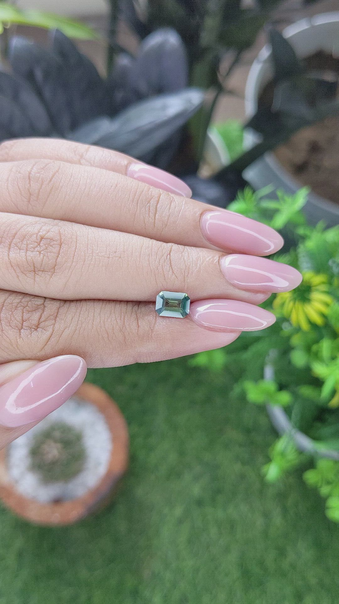 1.02 Ct. Bluish Green Sapphire from Madagascar Size Video