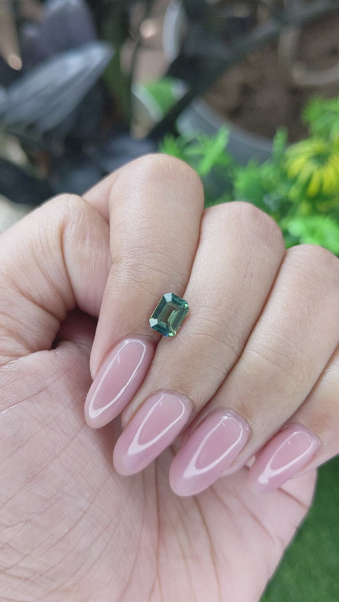 1.02 Ct. Bluish Green Sapphire from Madagascar Size Video