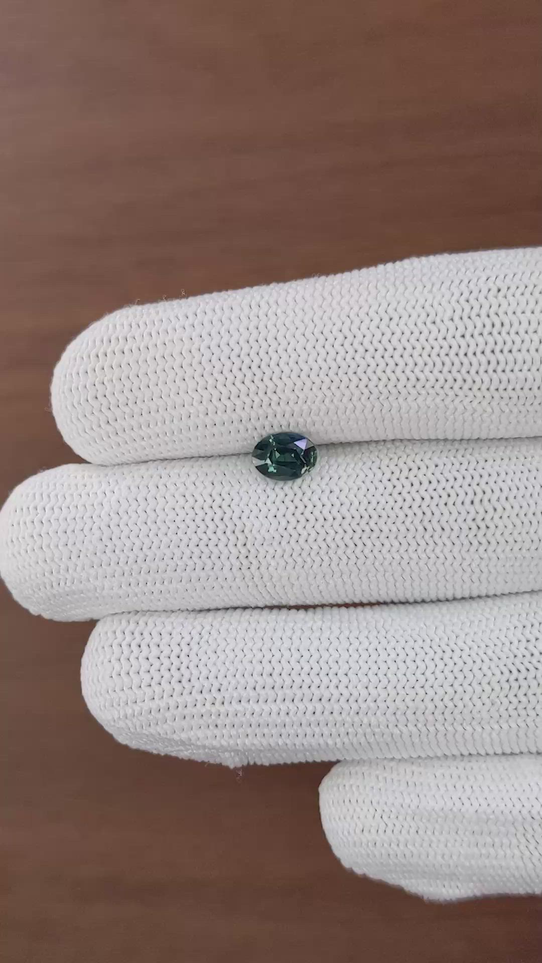 1.05 Ct. Greenish Blue Sapphire from Madagascar Size Video