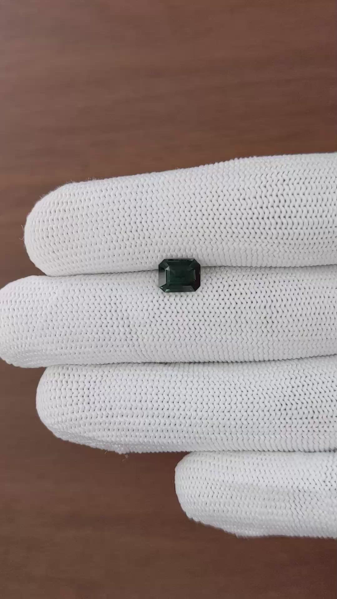 1.61 Ct. Bluish Green Sapphire from Madagascar Size Video