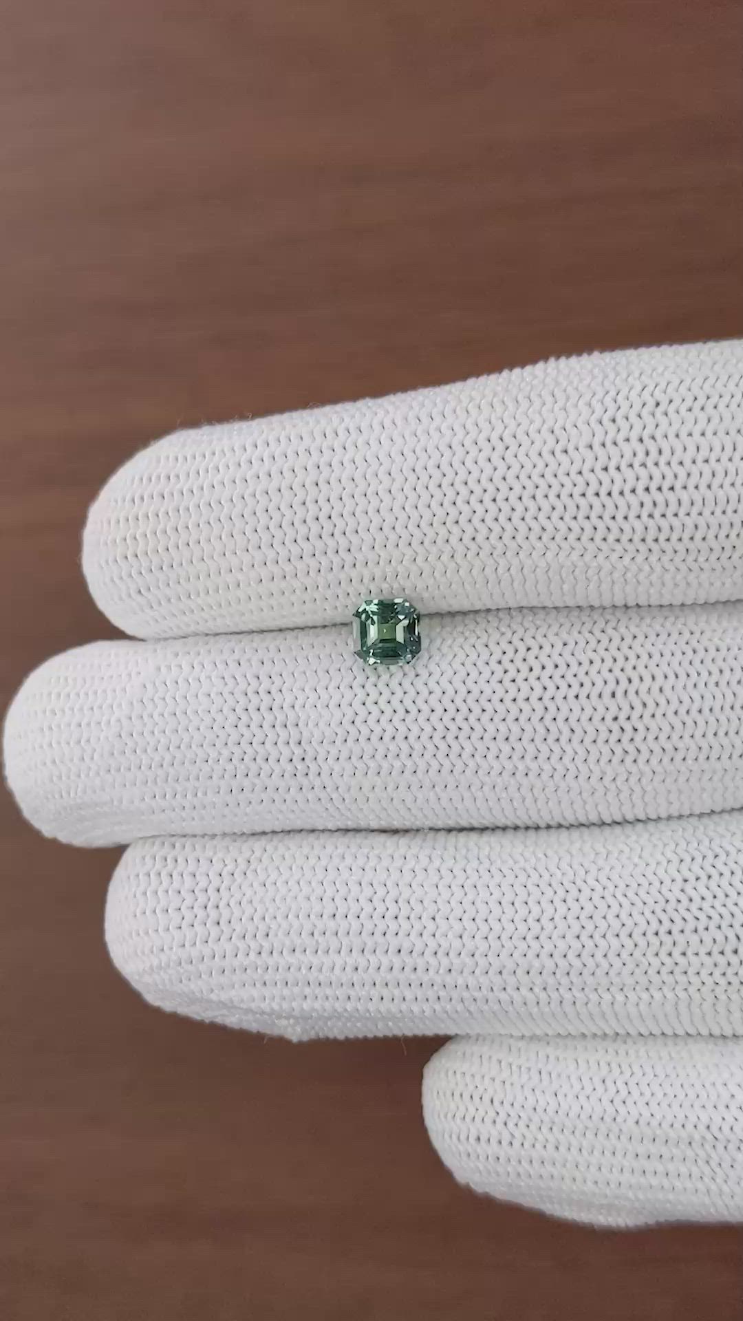 1.10 Ct. Bluish Green Sapphire from Madagascar Size Video