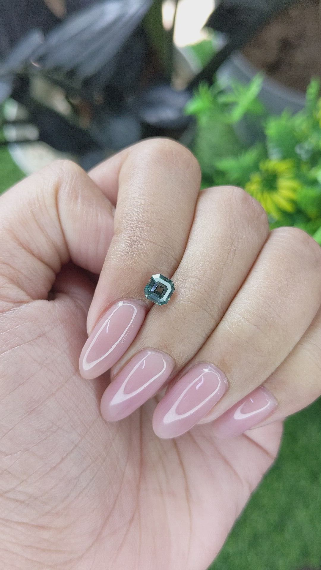 1.10 Ct. Bluish Green Sapphire from Madagascar Size Video