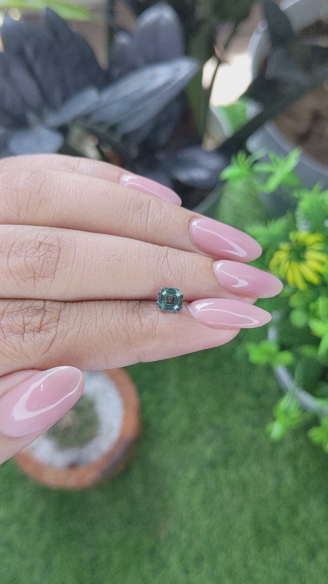 1.10 Ct. Bluish Green Sapphire from Madagascar Size Video