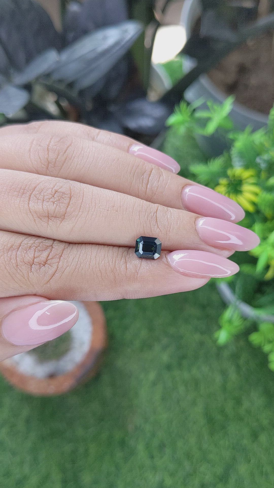 1.53 Ct. Bluish Green Sapphire from Madagascar Size Video