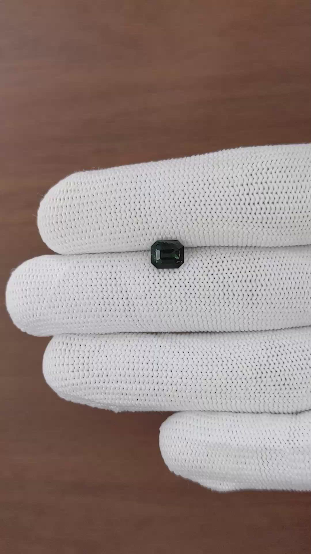 1.53 Ct. Bluish Green Sapphire from Madagascar Size Video
