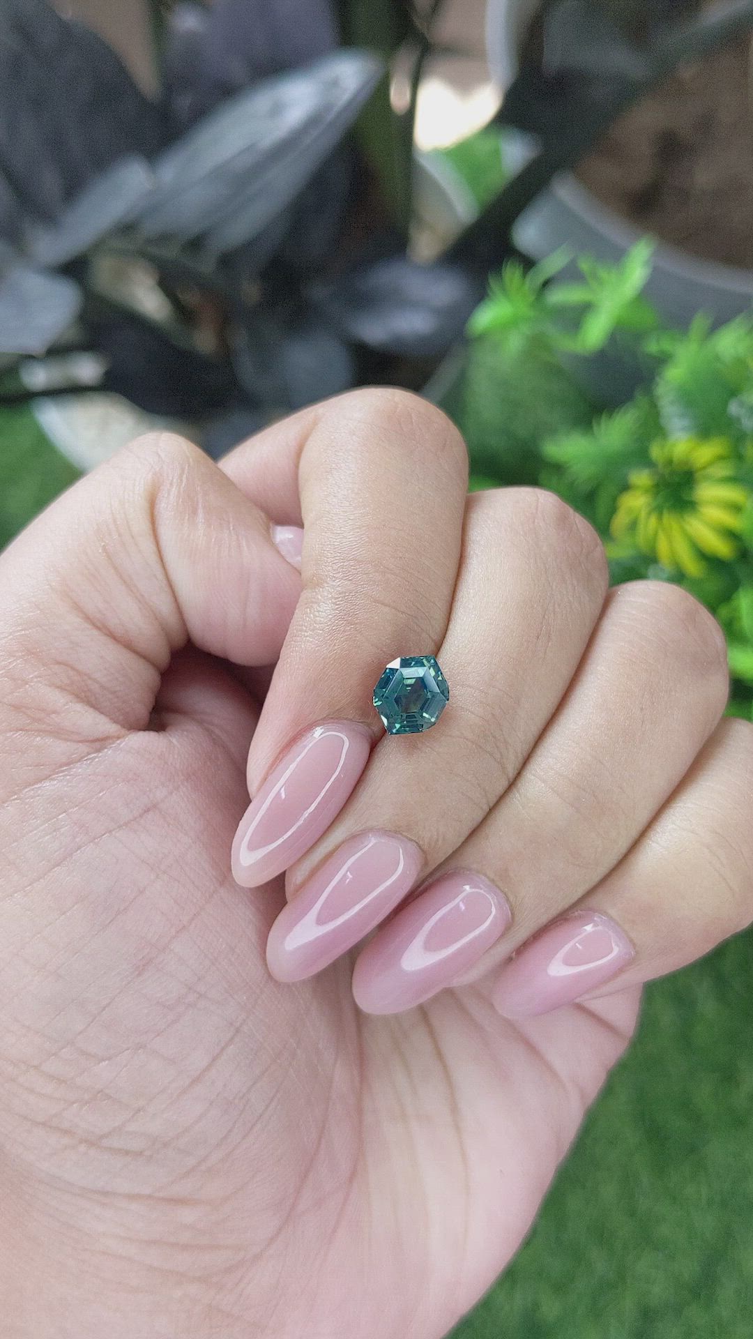 2.03 Ct. Bluish Green Sapphire from Madagascar Size Video
