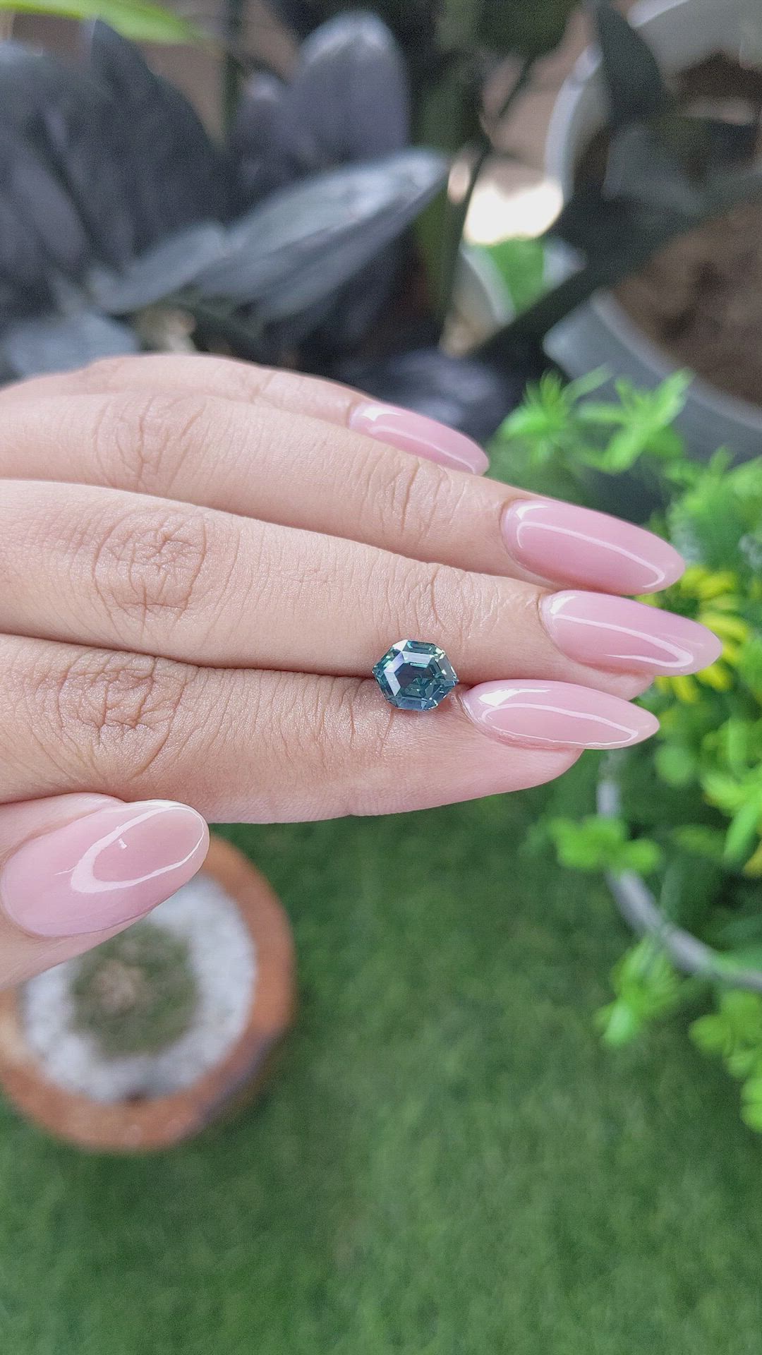 2.03 Ct. Bluish Green Sapphire from Madagascar Size Video