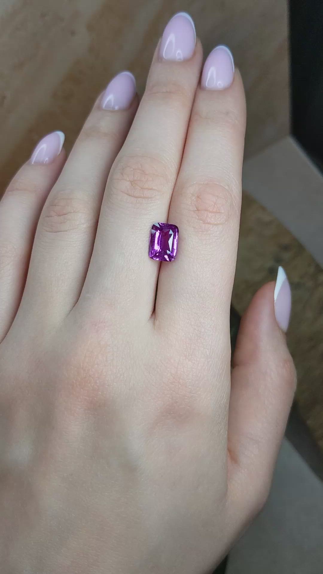 3.59 Ct. Pinkish Purple Sapphire from Madagascar Size Video