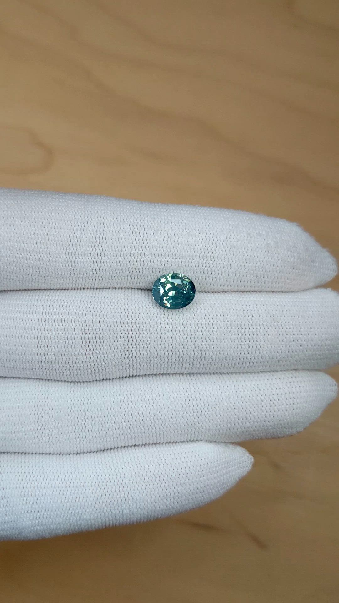 2.62 Ct. Bluish Green Sapphire from Madagascar Size Video