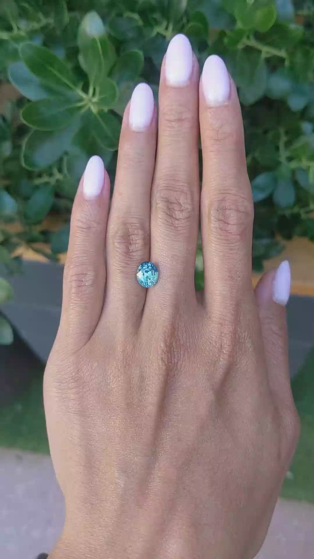 2.62 Ct. Bluish Green Sapphire from Madagascar Size Video