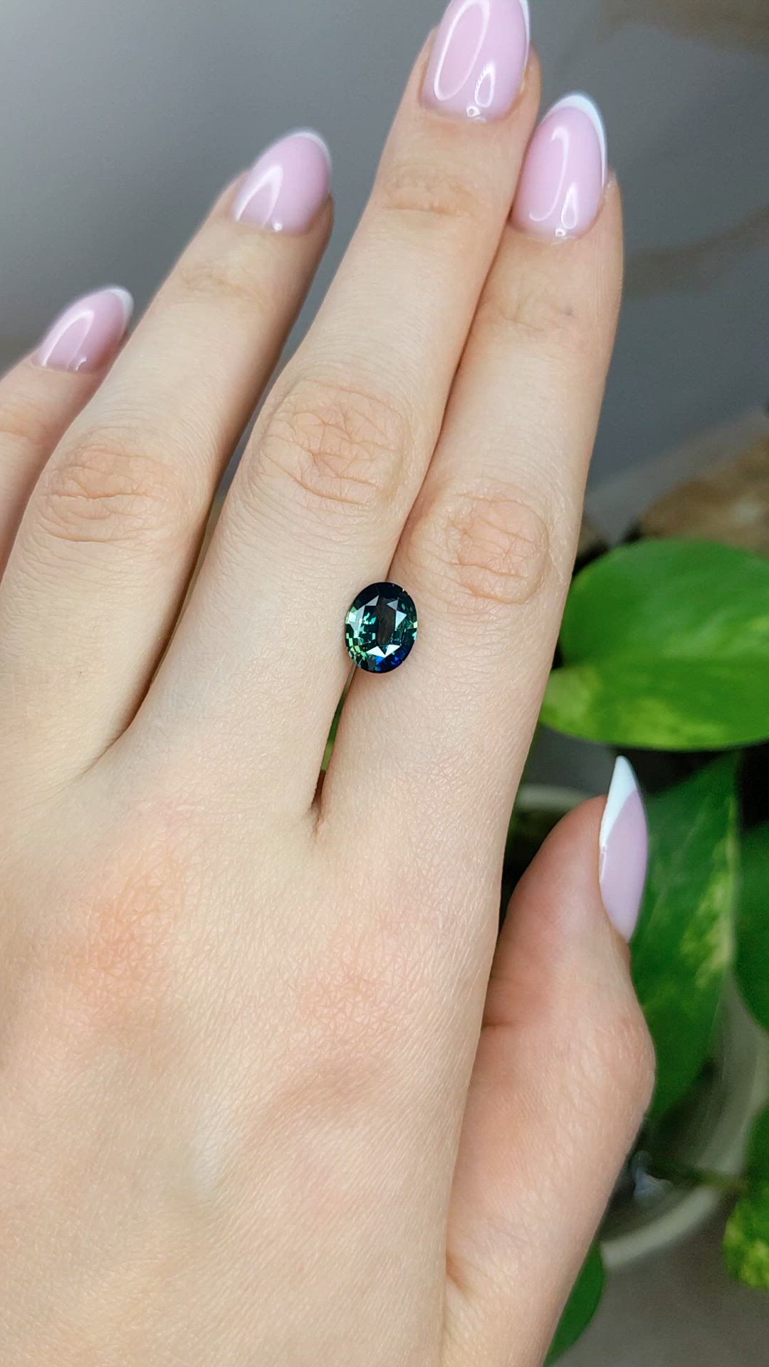 2.16 Ct. Bluish Green Sapphire from Madagascar Size Video