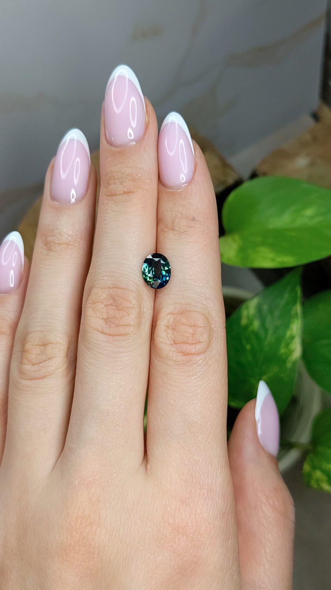 2.16 Ct. Bluish Green Sapphire from Madagascar Size Video