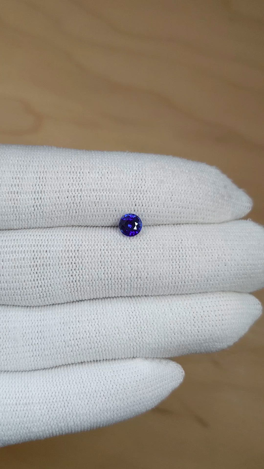 0.69 Ct. Purplish Blue Sapphire from Ceylon (Sri Lanka) Size Video